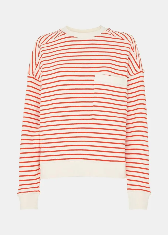 Women Tops Whistles Red Stripe Sweat