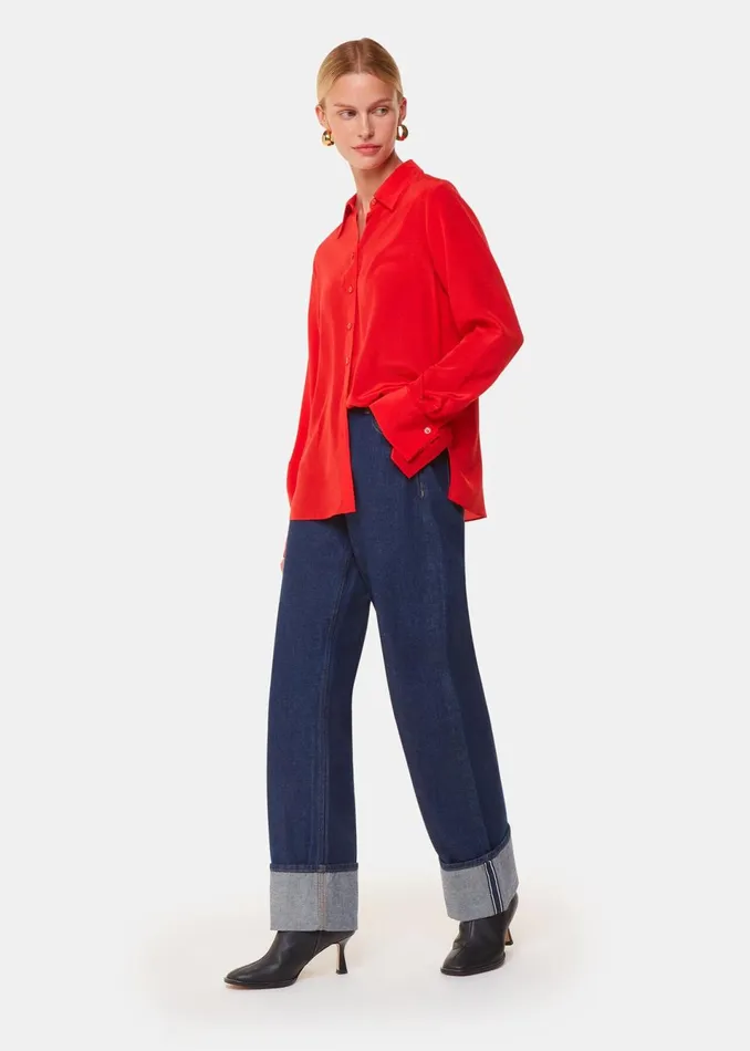 Women Tops Whistles Red Ultimate Silk Shirt