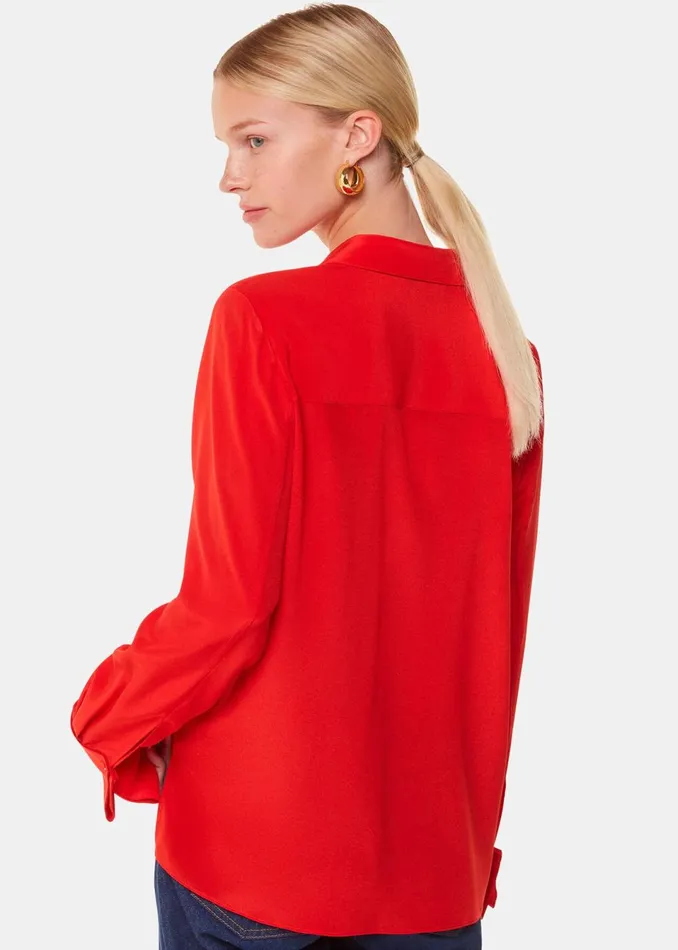 Women Tops Whistles Red Ultimate Silk Shirt