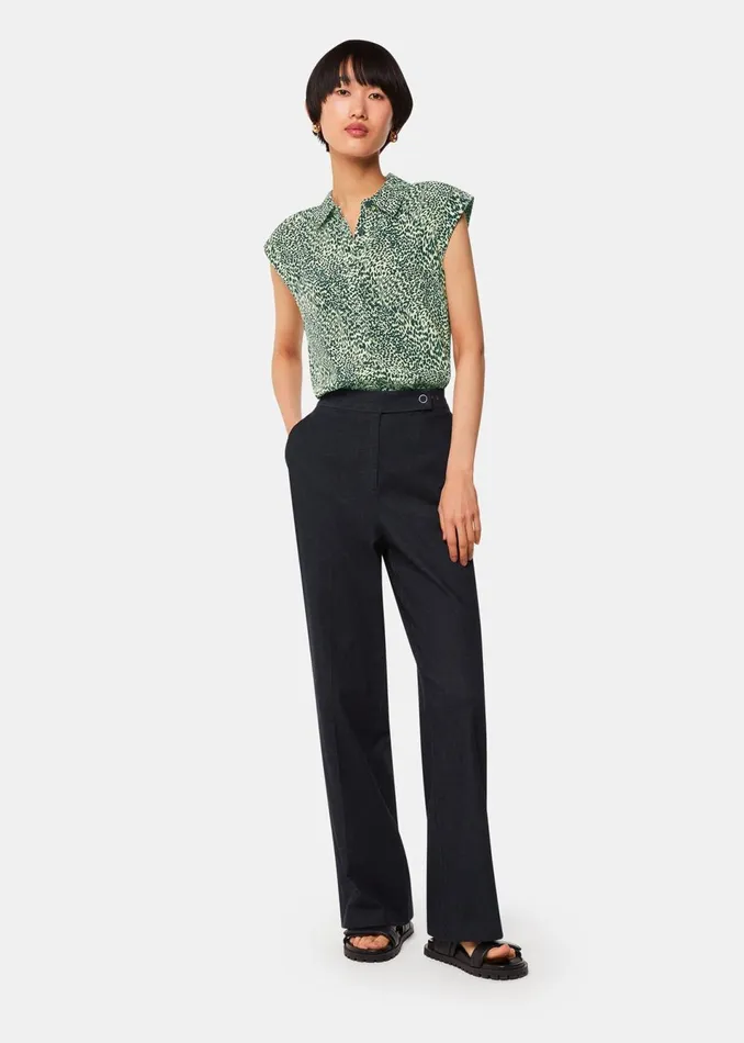 Women Tops Whistles Yellow Diagonal Leopard Shirt