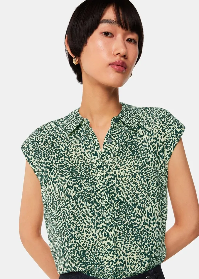 Women Tops Whistles Yellow Diagonal Leopard Shirt