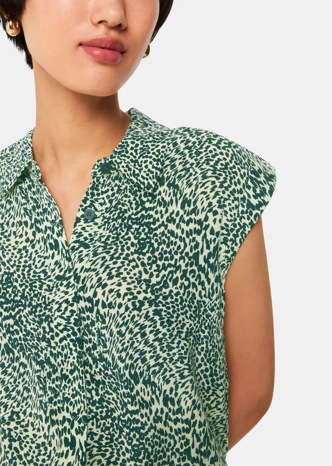 Women Tops Whistles Yellow Diagonal Leopard Shirt