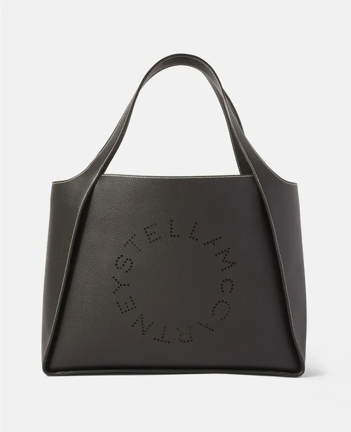 Women Tote Bags Stella McCartney Logo Grainy Alter Mat Tote Bag Black