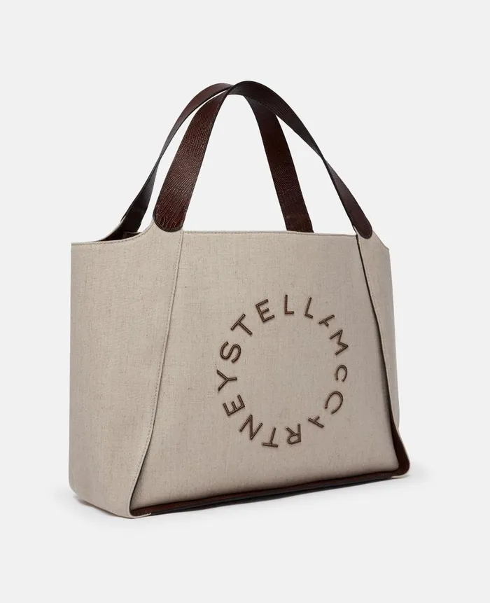 Women Tote Bags Stella McCartney Logo Large Tote Bag Birch White