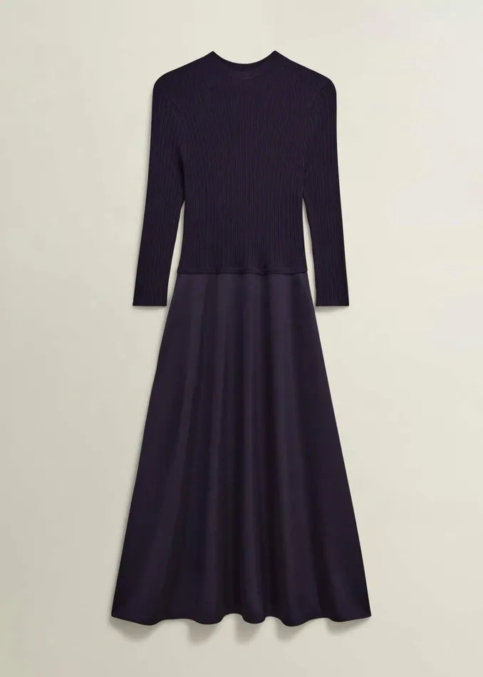 Women Trina Satin Knitted Dresses Hobbs Navy Hobbs Dresses and Jumpsuits