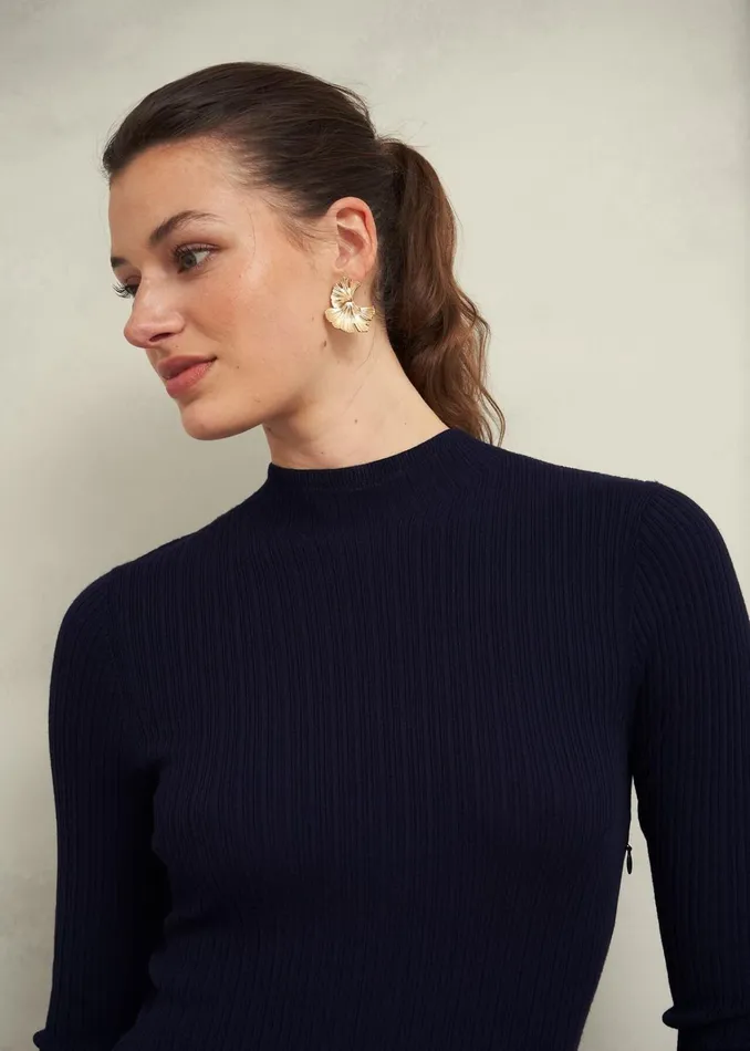 Women Trina Satin Knitted Dresses Hobbs Navy Hobbs Dresses and Jumpsuits