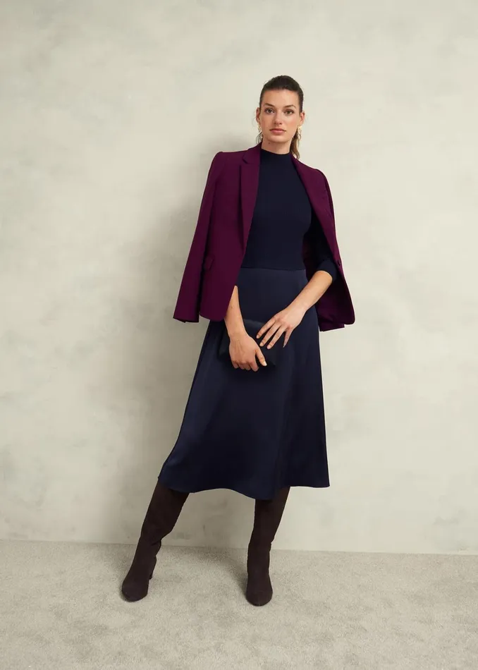 Women Trina Satin Knitted Dresses Hobbs Navy Hobbs Dresses and Jumpsuits