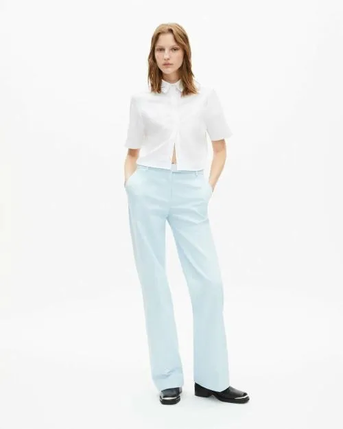 Women Trousers and Jeans The Kooples Blue Cotton Suit Pants Light Blue