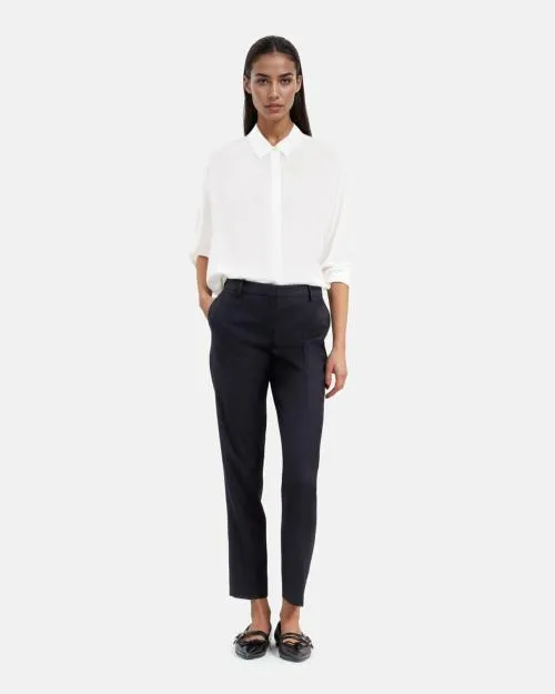 Women Trousers and Jeans The Kooples Navy Blue Wool Tailored Trousers With A Slim Fit Navy Women Trousers and Jeans The Kooples Navy Blue Wool Tailored Trousers With A Slim Fit Navy