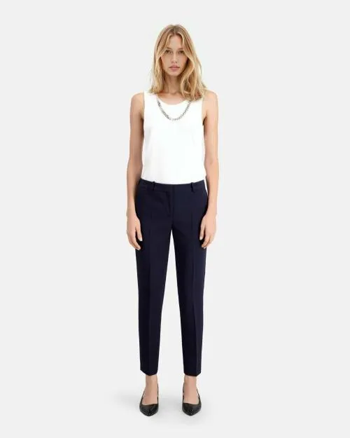 Women Trousers and Jeans The Kooples SlimFit Navy Blue Crepe Tailored Trousers Dark Navy Women Trousers and Jeans The Kooples SlimFit Navy Blue Crepe Tailored Trousers Dark Navy