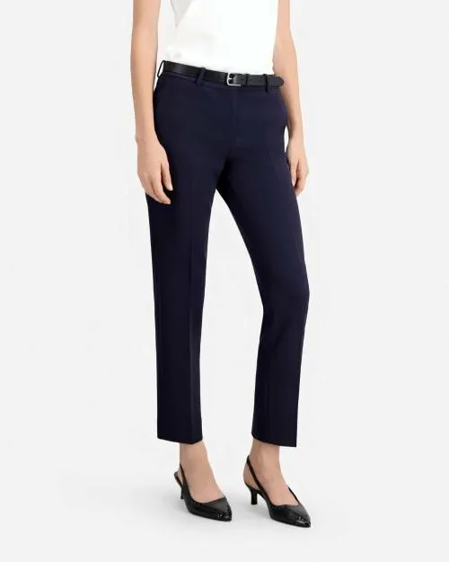 Women Trousers and Jeans The Kooples SlimFit Navy Blue Crepe Tailored Trousers Dark Navy