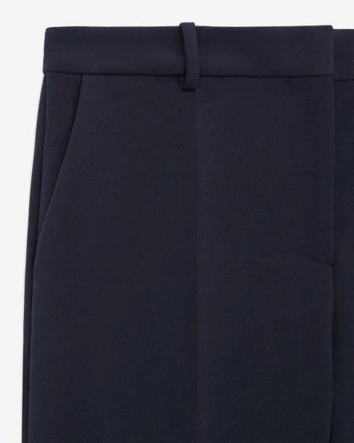 Women Trousers and Jeans The Kooples SlimFit Navy Blue Crepe Tailored Trousers Dark Navy