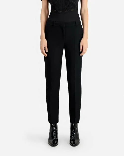 Women Trousers and Jeans The Kooples Straight Cut Black Crepe Tailored Pants Black
