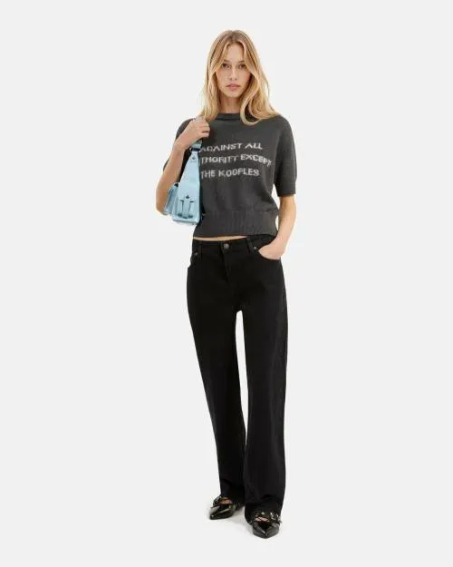 Women Trousers and Jeans The Kooples StraightCut Black Jeans Black Washed
