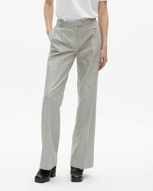 Women Trousers and Jeans The Kooples White Cotton And Linen Striped Loose Pants Blanc Bleu