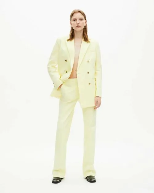 Women Trousers and Jeans The Kooples WideLegged Yellow Cotton Suit Pants Yellow Women Trousers and Jeans The Kooples WideLegged Yellow Cotton Suit Pants Yellow