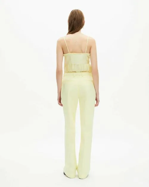 Women Trousers and Jeans The Kooples WideLegged Yellow Cotton Suit Pants Yellow