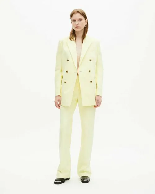 Women Trousers and Jeans The Kooples WideLegged Yellow Cotton Suit Pants Yellow