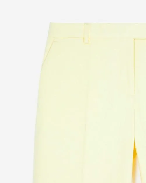 Women Trousers and Jeans The Kooples WideLegged Yellow Cotton Suit Pants Yellow