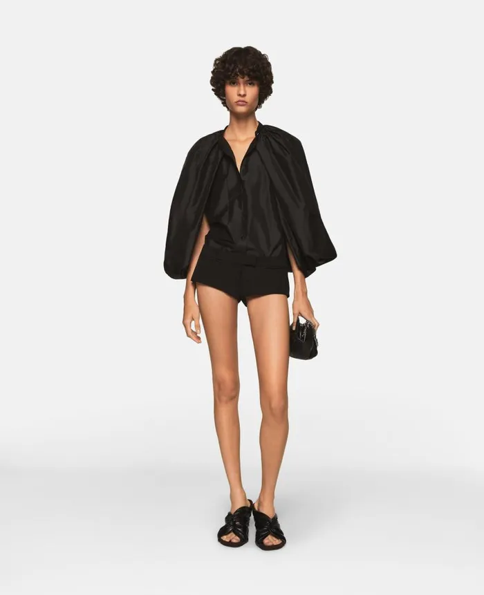 Women Trousers And Shorts Stella McCartney Wool Micro Shorts Midnight Black