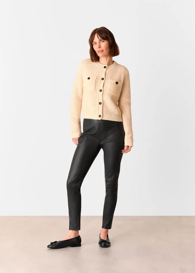 Women Trousers Whistles Black Stretch Leather Legging