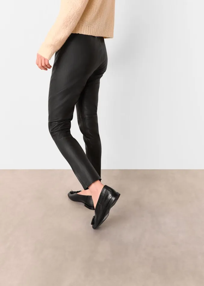 Women Trousers Whistles Black Stretch Leather Legging