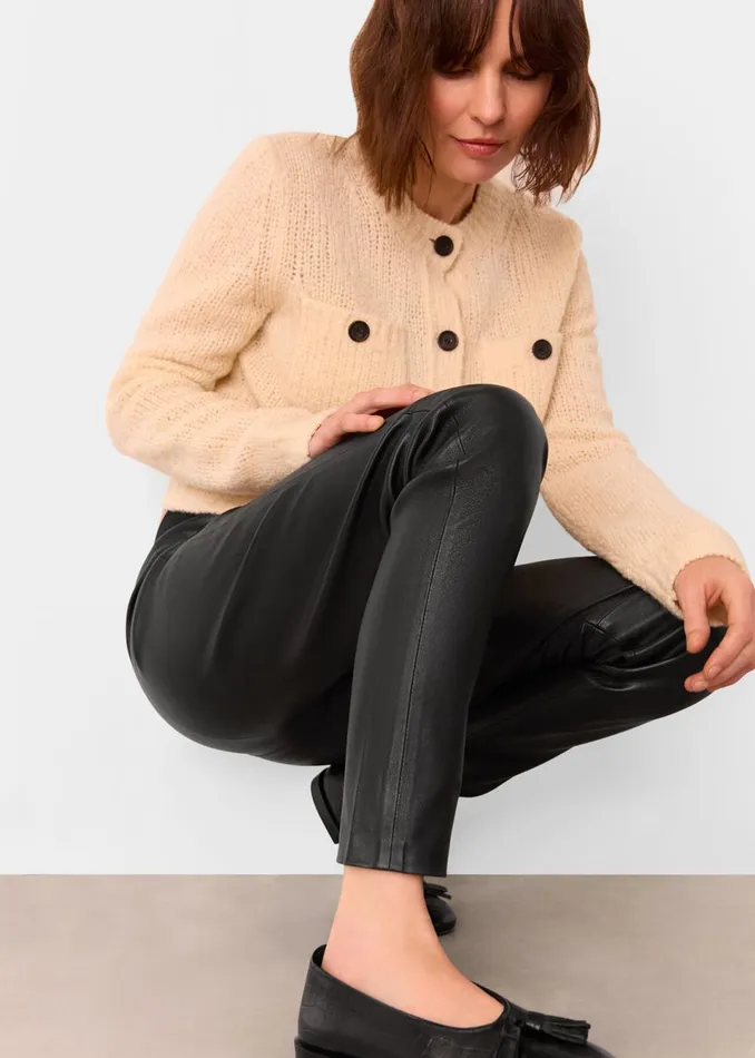 Women Trousers Whistles Black Stretch Leather Legging