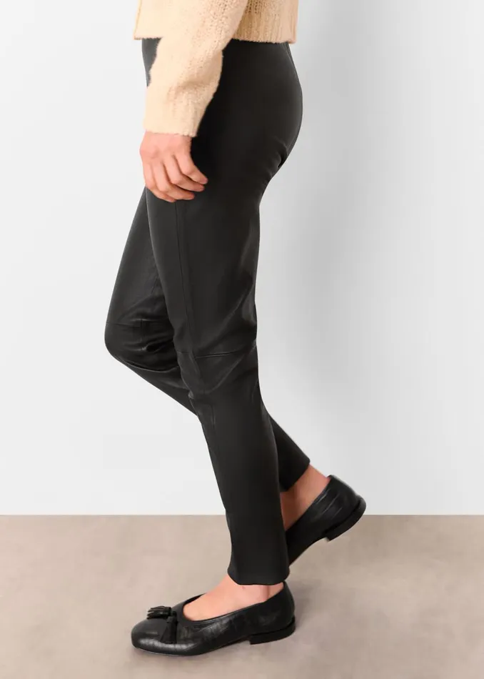 Women Trousers Whistles Black Stretch Leather Legging