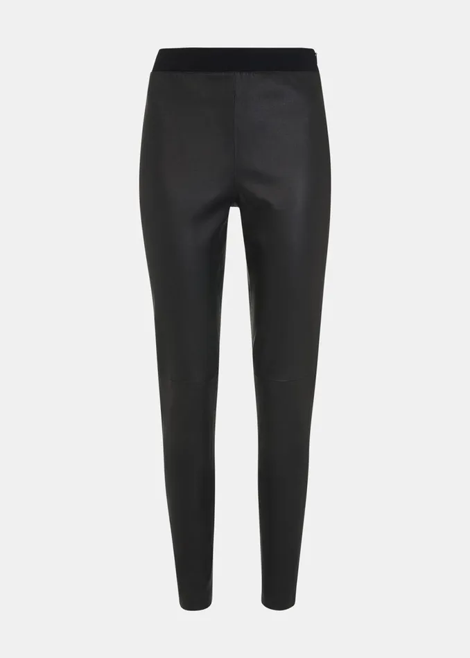 Women Trousers Whistles Black Stretch Leather Legging