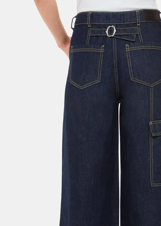 Women Trousers Whistles Dark Denim Wide Leg Cargo Jean