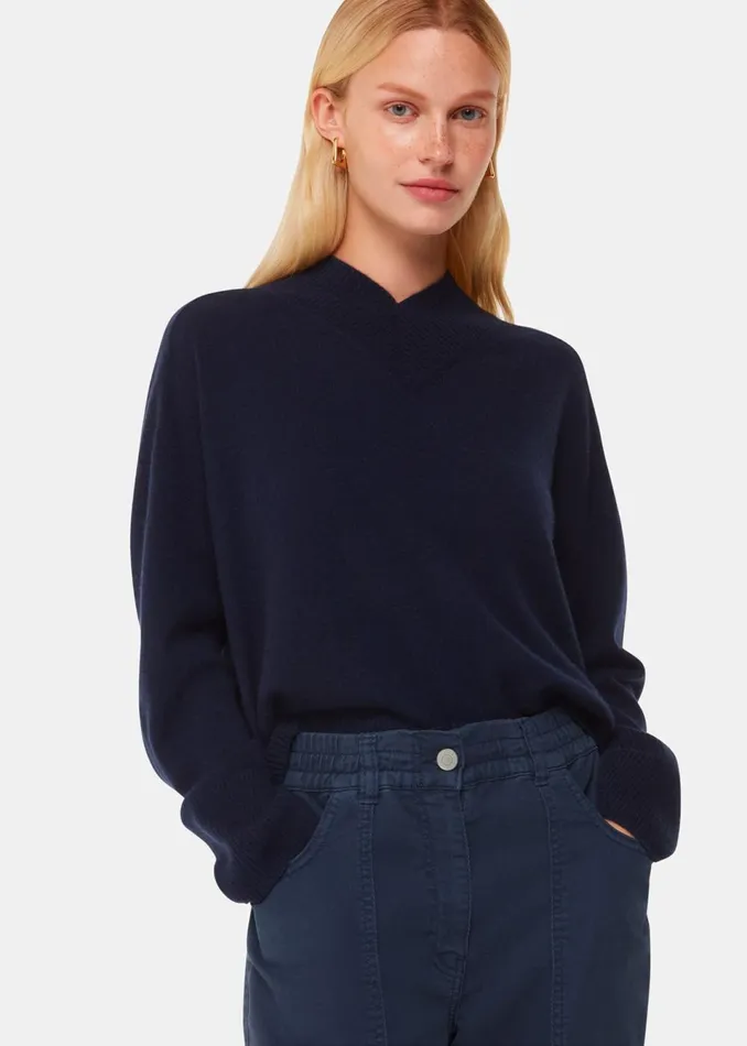 Women Trousers Whistles Navy Tessa Casual Trouser