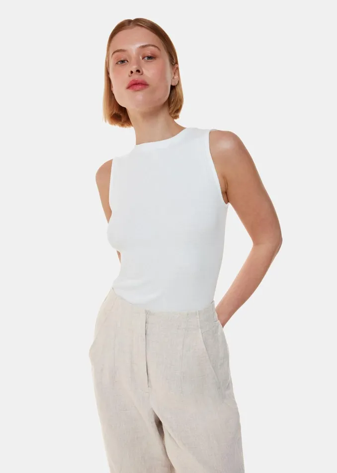 Women Trousers Whistles Oatmeal Linen Barrel Leg Trouser