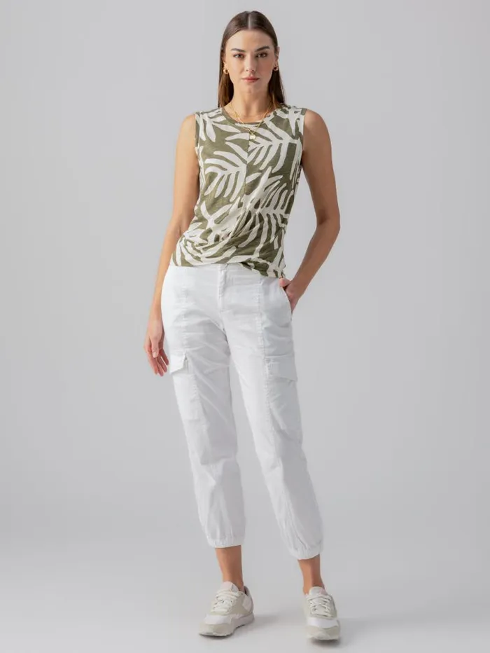 Women Twisted Tank Olive Night Palm Sanctuary Clothing Tees and Tops
