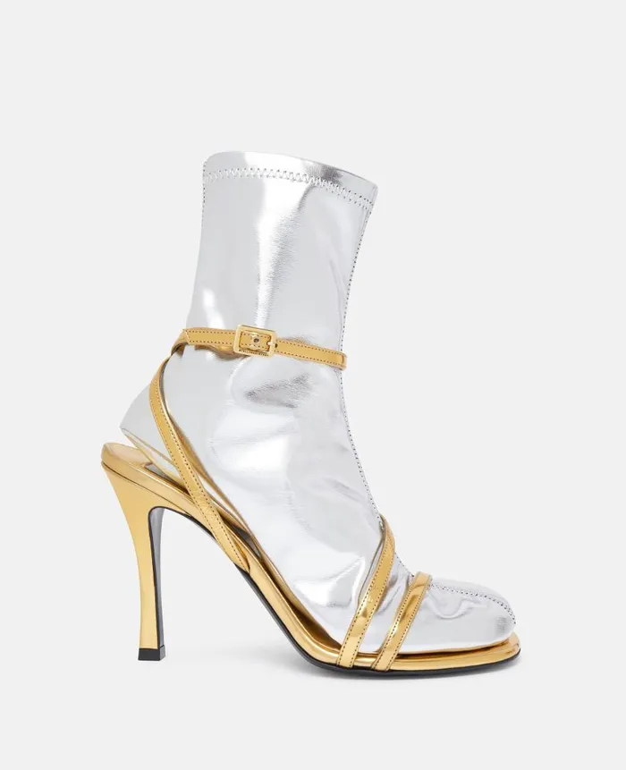 WomenUnisex Boots Stella McCartney DoubleChromatic SockEffect Heeled Boots Silver Gold WomenUnisex Boots Stella McCartney DoubleChromatic SockEffect Heeled Boots Silver Gold