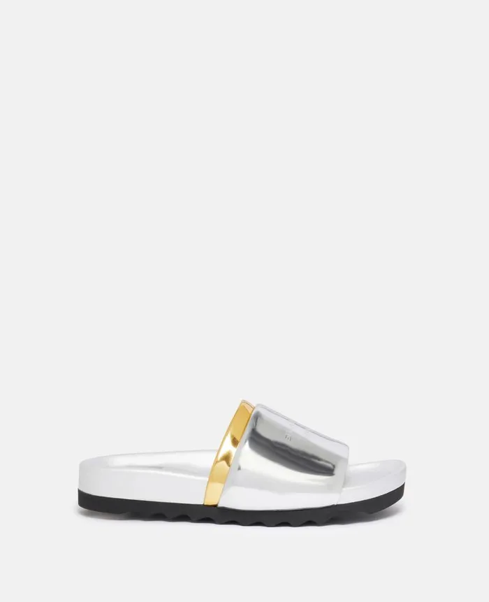 WomenUnisex Sandals Stella McCartney DoubleChromatic SlideOn Sandals Silver Gold WomenUnisex Sandals Stella McCartney DoubleChromatic SlideOn Sandals Silver Gold