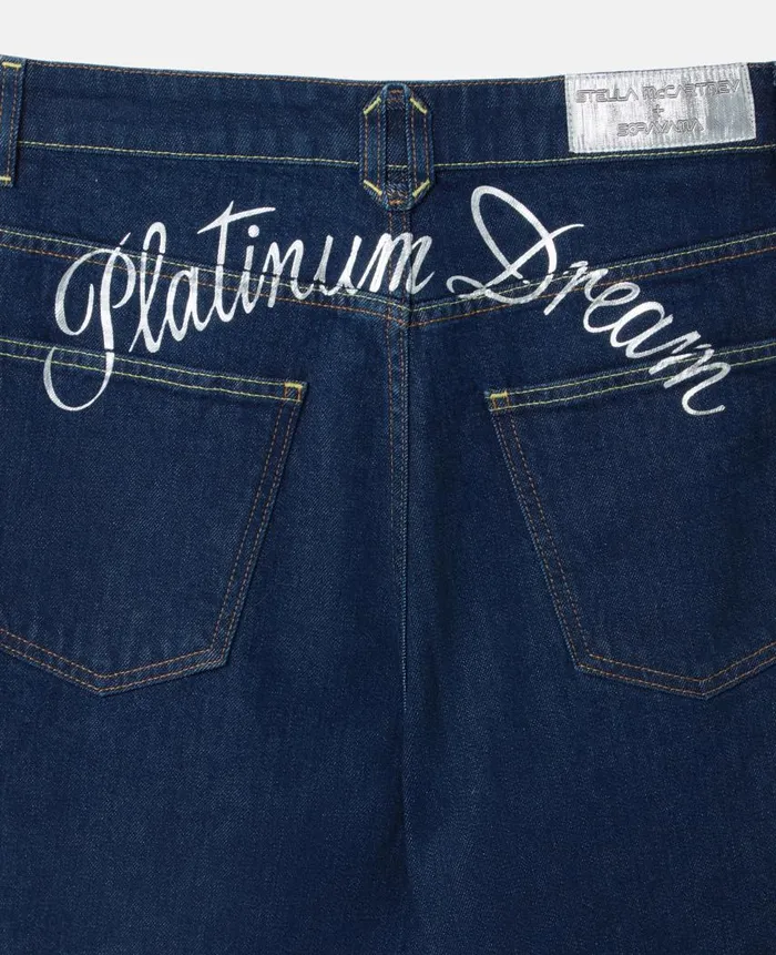 WomenUnisex Trousers And Shorts Stella McCartney Platinum Dream Embroidered MidRise StraightLeg Denim Jeans Dark Blue