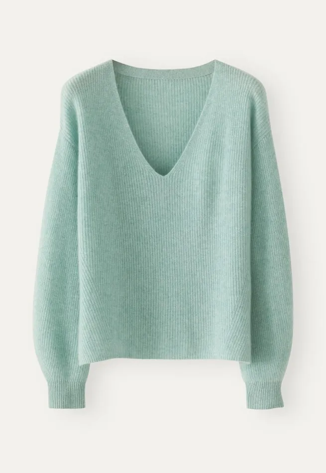 Women Vneck Sweater Soft Jade Poetry Fashion Sweaters