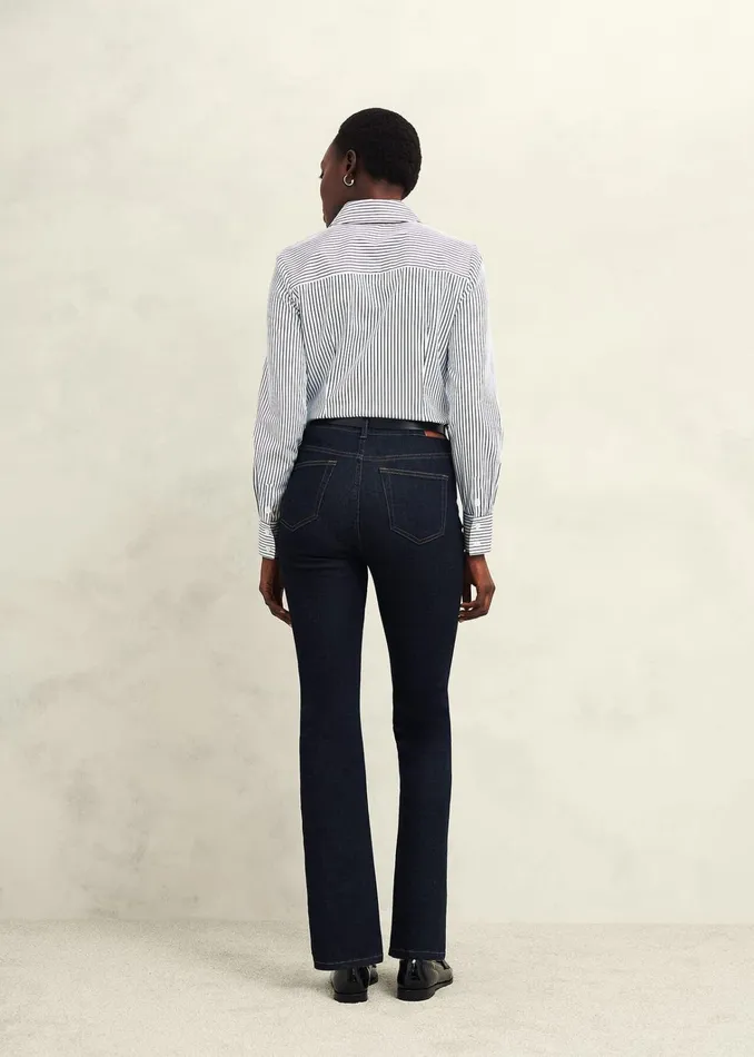Women Victoria Cotton Blend Shirt Blue White Hobbs Tops