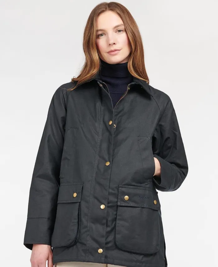 Women Waxed Jackets Barbour Acorn Waxed Cotton Jacket Classic Blackclassic