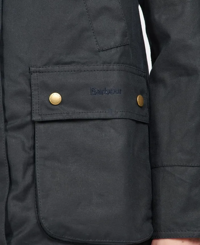 Women Waxed Jackets Barbour Acorn Waxed Cotton Jacket Classic Blackclassic