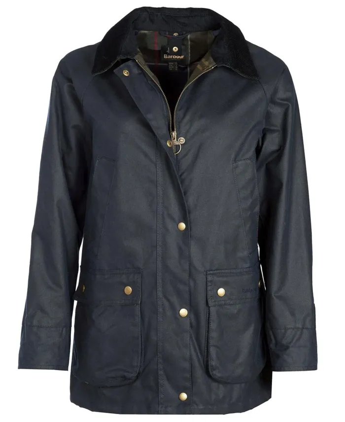 Women Waxed Jackets Barbour Acorn Waxed Cotton Jacket Classic Blackclassic