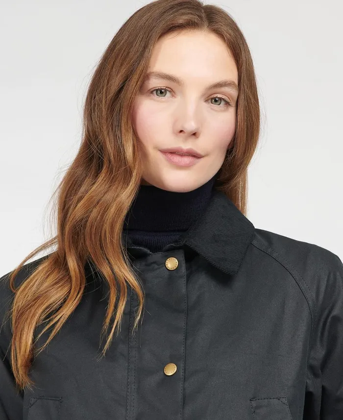 Women Waxed Jackets Barbour Acorn Waxed Cotton Jacket Classic Blackclassic