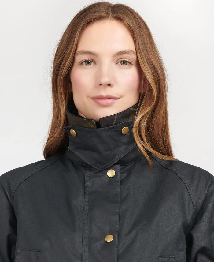 Women Waxed Jackets Barbour Acorn Waxed Cotton Jacket Classic Blackclassic