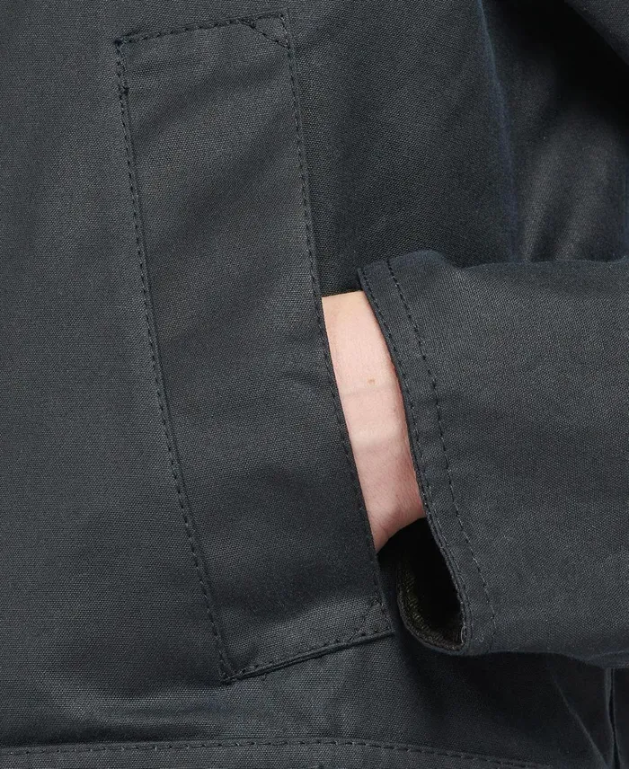 Women Waxed Jackets Barbour Acorn Waxed Cotton Jacket Classic Blackclassic
