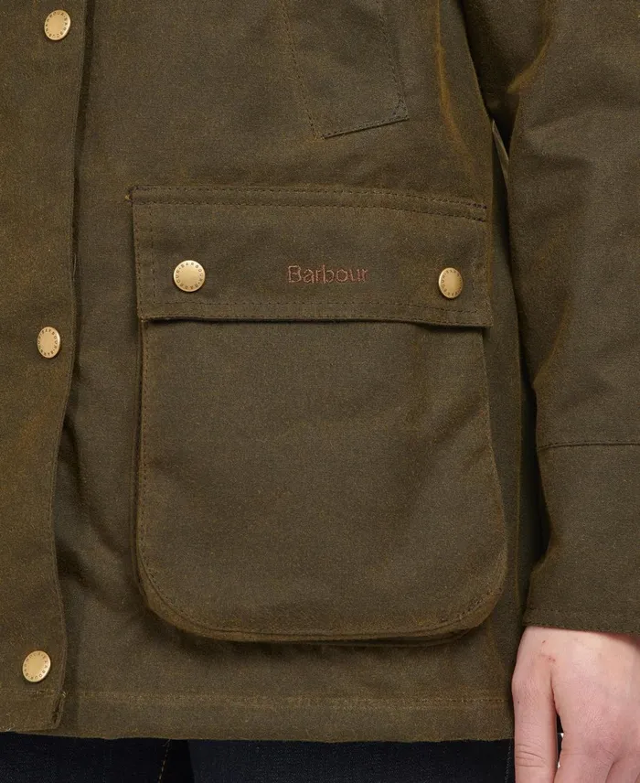 Women Waxed Jackets Barbour Acorn Waxed Cotton Jacket Olive