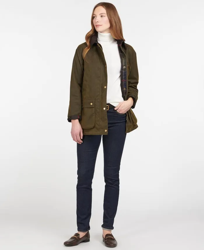 Women Waxed Jackets Barbour Acorn Waxed Cotton Jacket Olive