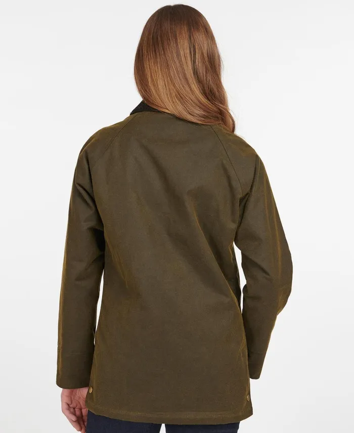 Women Waxed Jackets Barbour Acorn Waxed Cotton Jacket Olive