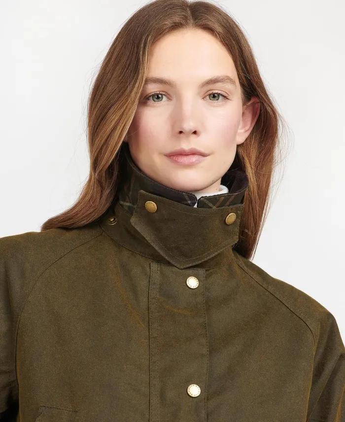 Women Waxed Jackets Barbour Acorn Waxed Cotton Jacket Olive