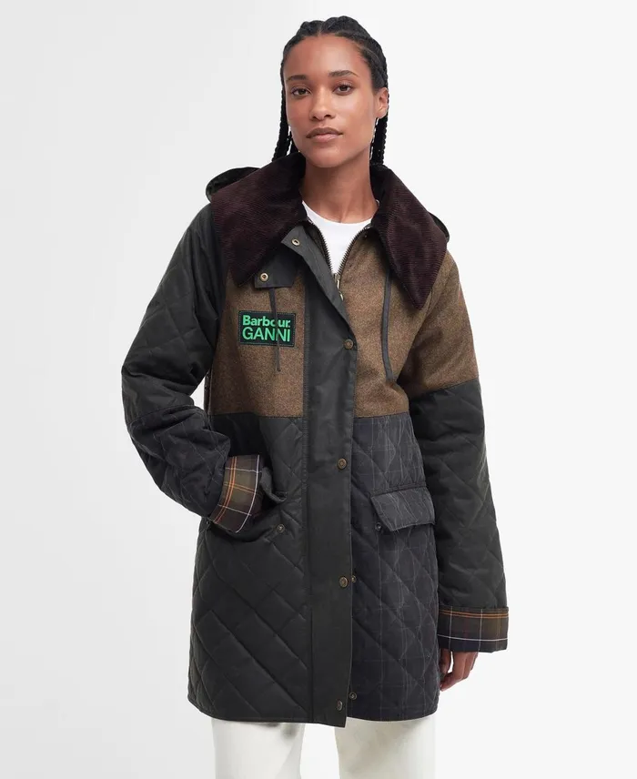 Women Waxed Jackets Barbour X GANNI Short Burghley Quilted Wax Jacket Navydull Classicclassic Women Waxed Jackets Barbour X GANNI Short Burghley Quilted Wax Jacket Navydull Classicclassic
