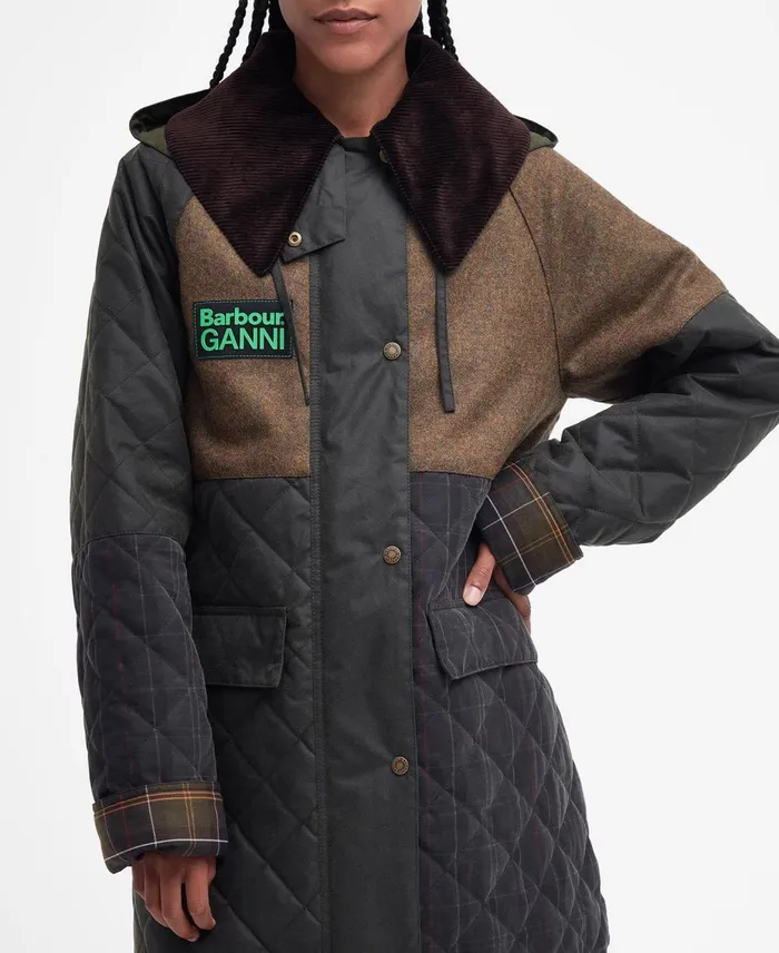Women Waxed Jackets Barbour X GANNI Short Burghley Quilted Wax Jacket Navydull Classicclassic Women Waxed Jackets Barbour X GANNI Short Burghley Quilted Wax Jacket Navydull Classicclassic